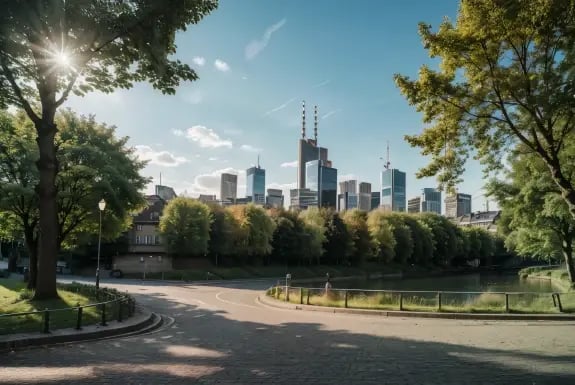 Hochhäuser im Finanzdistrikt und Bankenviertel Skyline Sicherheit durch die Safety Line Security und Service GmbH