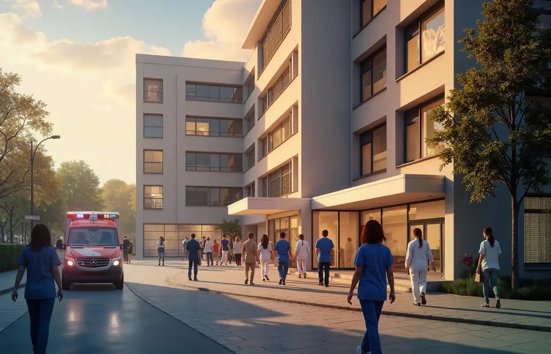Krankenhaus-Eingang von außen.