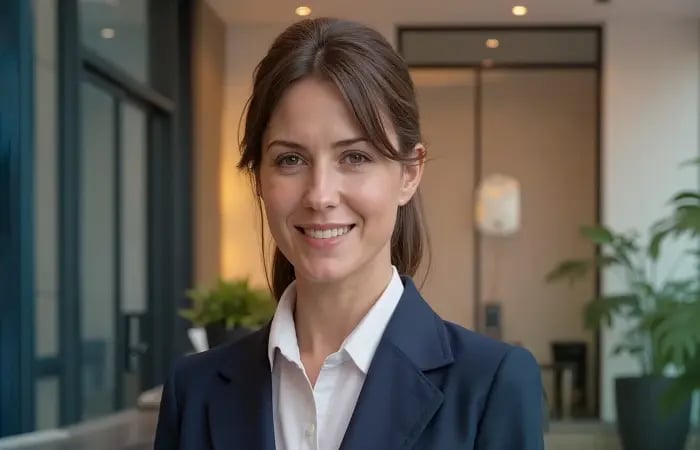 Junge Frau ist Concierge der Safety Line Security & Service GmbH in Aschaffenburg und Umgebung