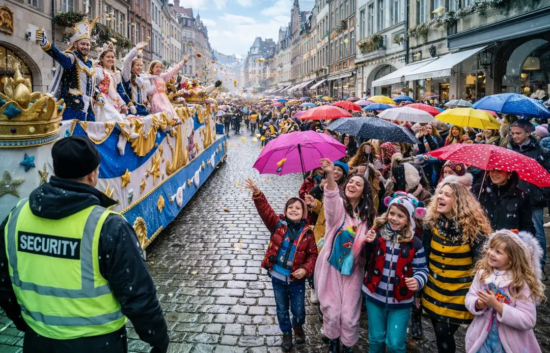 Menschenmengen feiern Karneval.